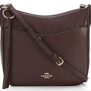 Coach Polished Pebble Leather Chaise Oxblood/Gold